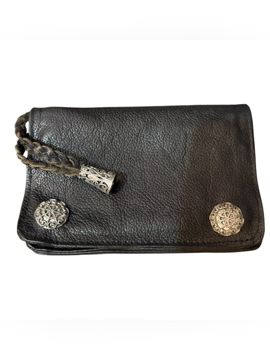 Jill Stuart Handbags - JILL STUART Black Leather Clutch with Silver Medallion Hardware